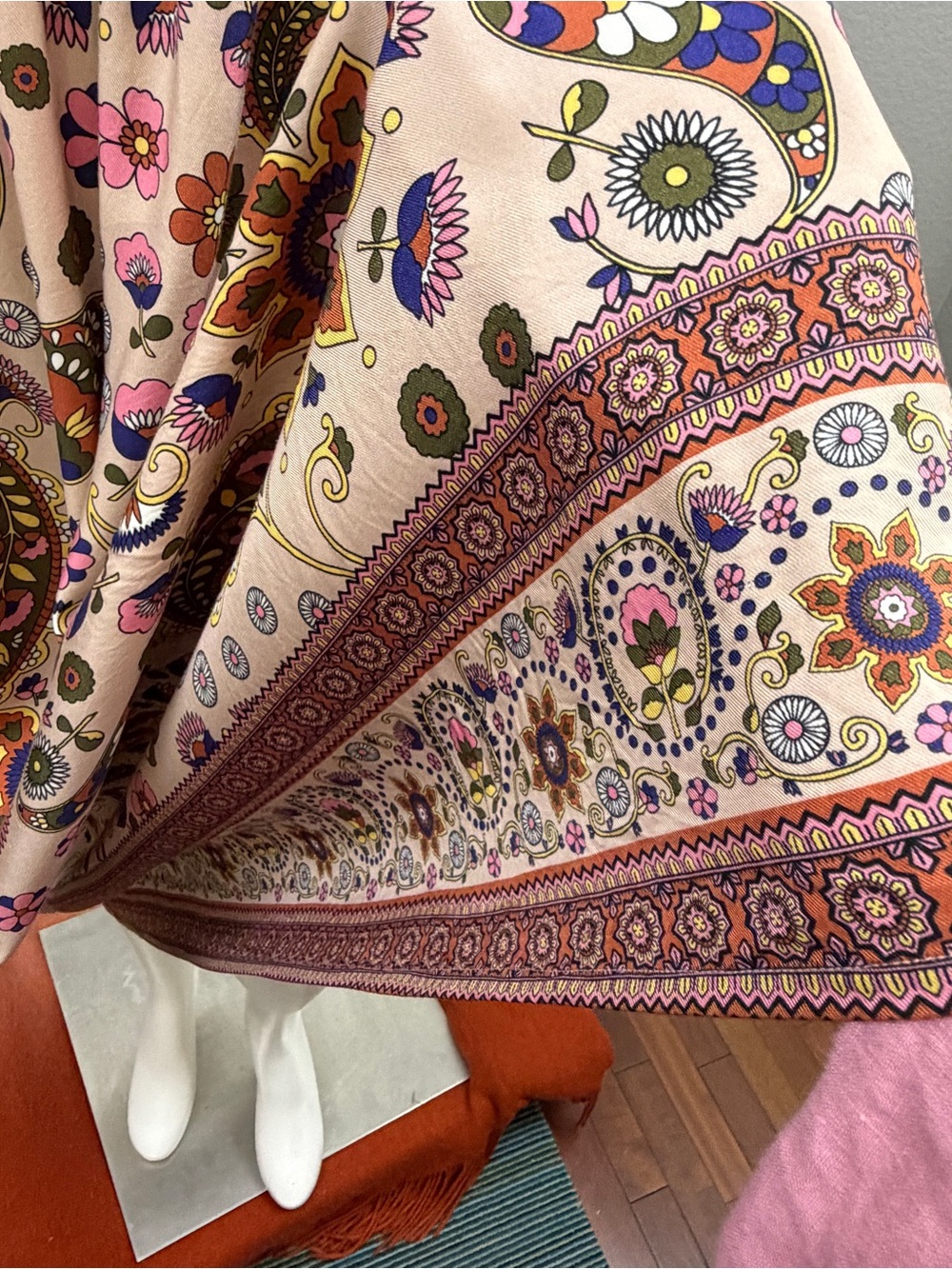 Boden Paisley Floral Long Sleeve Boho Maxi Dress - Cream, Pink, Green, Brown - Picture 8 of 15